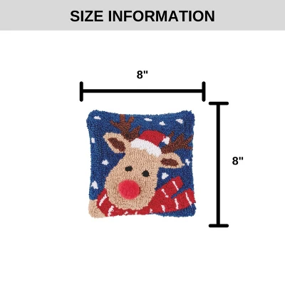 C&F Home 8" X 8" Christmas Reindeer Hooked Petite Throw Pillow 4 C&F Home 8" X 8" Christmas Reindeer Hooked Petite Throw Pillow - Image 2