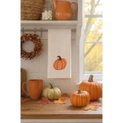 C&F Home Pumpkin French Knot Cotton Flour Sack Kitchen Dishtowel