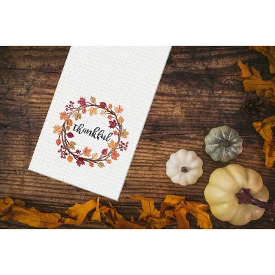 C&F Home Thankful Wreath Embroidered Waffle Weave Kitchen Towel 3 C&F Home Thankful Wreath Embroidered Waffle Weave Kitchen Towel