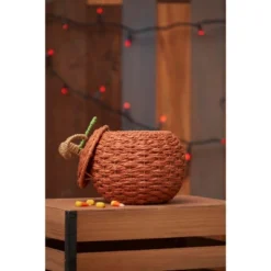 C&F Home Pumpkin Handwoven Halloween Premium Trick Or Treat Candy Basket Container