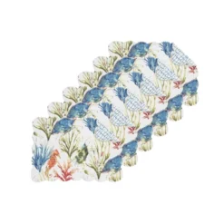 C&F Home Marino Quilted Reversible Colorful Coastal Placemats Set Of 6