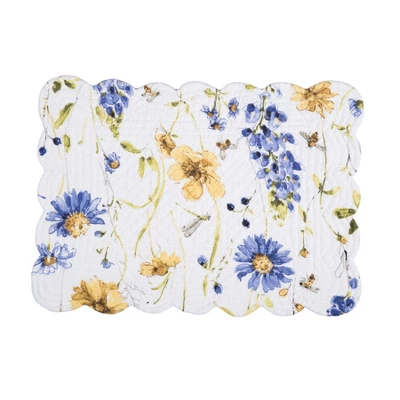 C&F Home Lovely Blues Scalloped Quilted Single Placemat Floral Design All, 13" X 19" 3 C&F Home Lovely Blues Scalloped Quilted Single Placemat Floral Design All, 13" X 19"