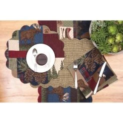 C&F Home Rutherford Rustic Lodge Cotton Quilted Round Reversible Thanksgiving Placemats Set Of 6, 17" -C&F Home Shop GUEST 141cc3b8 a732 4e6f b61a 82229b38373d