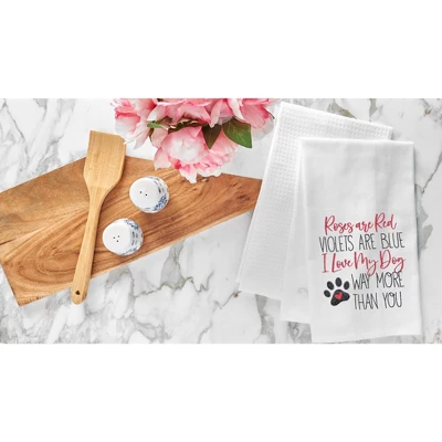 C&F Home Valentine's Day "Love My Dog More" Pawprint Flour Sack Kitchen Dishtowel 4 C&F Home Valentine's Day "Love My Dog More" Pawprint Flour Sack Kitchen Dishtowel - Image 2
