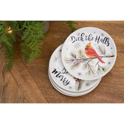 C&F Home 6" X 6" Holiday Sentiment Dolomite Round Dessert Plates Featuring Red Cardinals On Tree Branches Set Of 4 6 C&F Home 6" X 6" Holiday Sentiment Dolomite Round Dessert Plates Featuring Red Cardinals On Tree Branches Set Of 4 - Image 4