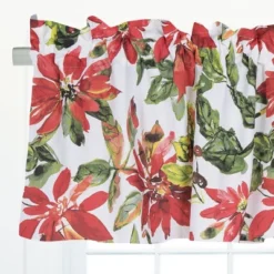 C&F Home Poinsettia Berries Cotton Red Valance Window Treatment