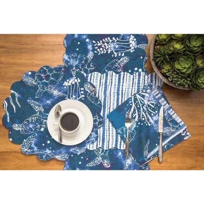 C&F Home Marley Cove Blue Sea Turtles Quilted Scalloped Placemats, Set Of 6, 17" 3 C&F Home Marley Cove Blue Sea Turtles Quilted Scalloped Placemats, Set Of 6, 17"