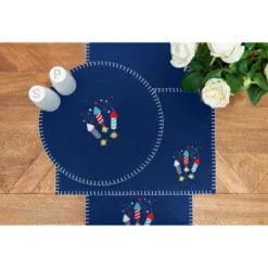 C&F Home Patriotic 4th Of July Solid Blue Sparkler Embroidered Fireworks Design Felt Table Runner 12" X 47.25" -C&F Home Shop GUEST 3068d2ae fc4e 4a08 afbc f21627b44abe