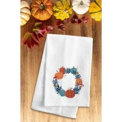 C&F Home Pumpkin Wreath Halloween Dishtowel