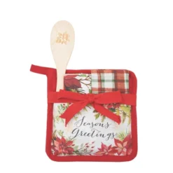 C&F Home Poinsettia Greetings Potholder S/4 -C&F Home Shop GUEST 36485cc4 3e9e 4fab ba47 e90c03a0a73a