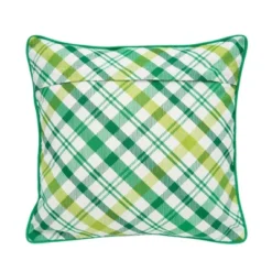 C&F Home St. Patrick's Day "Lucky" Clover Plaid Accent Throw Pillow, 16" X 16"
