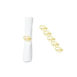 C&F Home Valentine's Day Gold Heart Napkin Rings Set Of 6