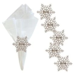 C&F Home Silver Snowflake Napkin Ring Set Of 6