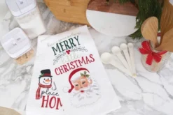 C&F Home "Have Yourself A Merry Little Christmas" Sentiment With Santa Claus Cotton Flour Sack Kitchen Dish Towel 27L X 18W In.