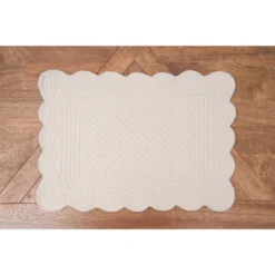 C&F Home Tan Quilted Scalloped Edge Dining Placemats Set Of 6 All Seasons Spring, 13" X 19"