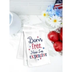C&F Home Born Free Embroidered Cotton Flour Sack Kitchen Towel Patriotic Dishtowel Decoration
