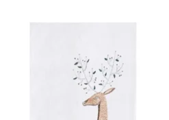 C&F Home Christmas Holiday Classic Reindeer With Holly Wreath Cotton Flour Sack Kitchen Dish Towel 27L X 18W In.