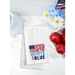 C&F Home Red White & Blue Flag Patriotic 4th Of July Cotton Kitchen Towel Dishtowel Decoration