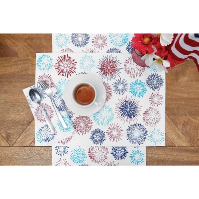 C&F Home Patriotic Red & Blue Firework Sparkle 4th Of July Cotton Tabletop Placemats, Set Of 6, 14" X 20" 4 C&F Home Patriotic Red & Blue Firework Sparkle 4th Of July Cotton Tabletop Placemats, Set Of 6, 14" X 20" - Image 2