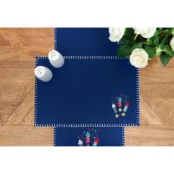 C&F Home Patriotic 4th Of July Solid Blue Sparkler Embroidered Fireworks Design Felt Table Runner 12" X 47.25" -C&F Home Shop GUEST 71f77177 cd6b 4301 8829 6370a161887f