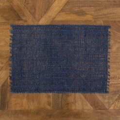 C&F Home Eyelet Loom Indigo Placemats Set Of 6, 13" X 19"