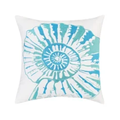 C&F Home Nautilus Shell Cotton Watercolor Indoor/Outdoor Accent Pillow, 18" X 18"