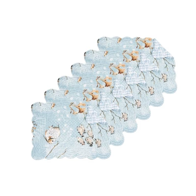 C&F Home Meraki Island Quilted Reversible Blue Coastal Placemats Set Of 6, 13" X 19" 3 C&F Home Meraki Island Quilted Reversible Blue Coastal Placemats Set Of 6, 13" X 19"