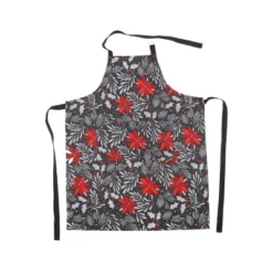 C&F Home Red Poinsettia Print On Black Background Cotton Christmas Cooking Apron One Size Fits Most 29 X 34 In. -C&F Home Shop GUEST 84593b96 7102 44c8 aee3 7cbec1a06a85