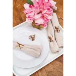 C&F Home Easter Rose Gold Bunny Rabbit Head Decorative Tabletop Cloth Napkin Rings Set Of 4 -C&F Home Shop GUEST 89715b07 a969 43a4 8f81 29f8eda63ee8