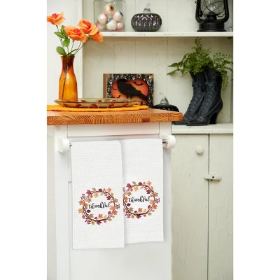 C&F Home Thankful Wreath Embroidered Waffle Weave Kitchen Towel 4 C&F Home Thankful Wreath Embroidered Waffle Weave Kitchen Towel - Image 2