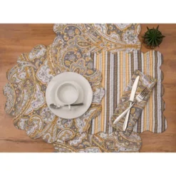 C&F Home Shay Damask Placemats Set Of 6, 13" X 19" -C&F Home Shop GUEST 8aa6e9b3 ecef 459d a89b 3aca739a6971