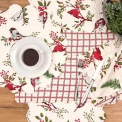 C&F Home Christmas Sprig Cardinal & Chickadee Birds Cotton Quilted Placemats, Set Of 6, 13" X 19" -C&F Home Shop GUEST 8f3af798 ed98 4759 9def 71ae515e12db