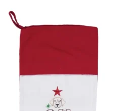 C&F Home Dog Themed Embroidered Christmas Stocking On White Background With Red Cuff Features Dog Face Christmas Tree Stocking 20.0 In.