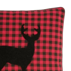 C&F Home Plaid Woodford Deer Silhouette Tufted Accent Throw Pillow, 18" X 18"