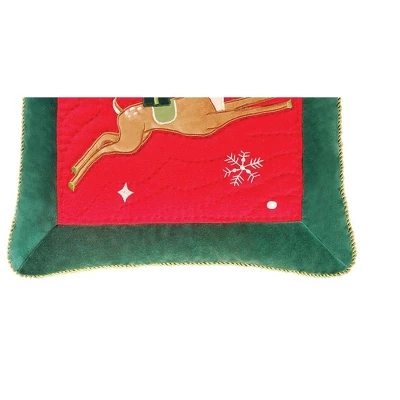 C&F Home Flying Christmas Reindeer Quilted Applique Accent Throw Pillow 18" X 18" 4 C&F Home Flying Christmas Reindeer Quilted Applique Accent Throw Pillow 18" X 18" - Image 2