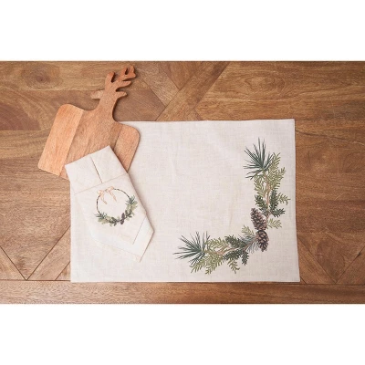 C&F Home Pinecone Wreath Design Premium Luxury Placemats Set Of 6 Winter Festive, 14" X 20" 4 C&F Home Pinecone Wreath Design Premium Luxury Placemats Set Of 6 Winter Festive, 14" X 20" - Image 2