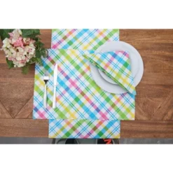 C&F Home Easter Spring Blossom Pastels Plaid Printed Cloth Napkins Set Of 6 -C&F Home Shop GUEST b2fbcd3a 4f33 495c 9852 58899ea4c397