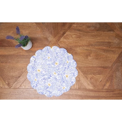C&F Home Lovely Blues Scalloped Round Placemats Set Of 6 Floral Design All Seasons, 17" 7 C&F Home Lovely Blues Scalloped Round Placemats Set Of 6 Floral Design All Seasons, 17" - Image 5