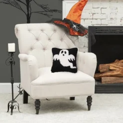 C&F Home 8" X 8" Spooky Ghost Hooked Petite Halloween Throw Pillow -C&F Home Shop GUEST b713d346 8ecf 4da2 8990 fb6aa1ce09ef