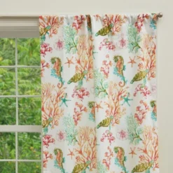 C&F Home 84" Atlantis Curtain Pair Seahorse Starfish Sand Dollar Turtle Valance