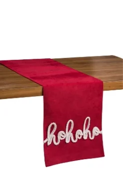 C&F Home Christmas Holiday Red "Ho Ho Ho" Sentiment Table Runner 13" X 68"