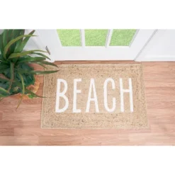 C&F Home 1'11" X 3'0" Braided "BEACH" Jute Indoor Outdoor Rug Mat Coastal Decor