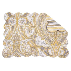 C&F Home Shay Damask Placemats Set Of 6, 13" X 19"