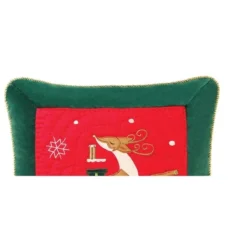 C&F Home Flying Christmas Reindeer Quilted Applique Accent Throw Pillow 18" X 18"