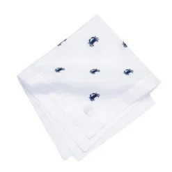 C&F Home Navy Crab Embroidered Machine Washable Hemstitch Napkins Set Of 6