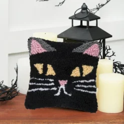 C&F Home 8" X 8" Spooky Cat Face Hooked Petite Halloween Throw Pillow -C&F Home Shop GUEST cd4d1eb9 c5fb 4dc7 870f ded8af8d8e51