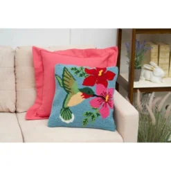 C&F Home Humming Bird Floral Flowers Spring Theme Hooked Accent Throw Pillow, 16" X 16" -C&F Home Shop GUEST cdb9f0e5 0fdf 4dac a1ad f1f2d4feffd2