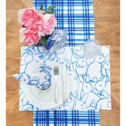 C&F Home Blue Bunny Rabbits Easter Spring Cotton Single Placemats Set Of 6, 14" X 20" -C&F Home Shop GUEST cf1cebd8 f981 4ab4 afd2 af1a2fd87e9c