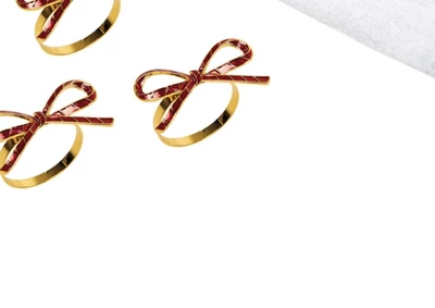 C&F Home Red Ribbon Napkin Rings Set Of 4 4 C&F Home Red Ribbon Napkin Rings Set Of 4 - Image 2
