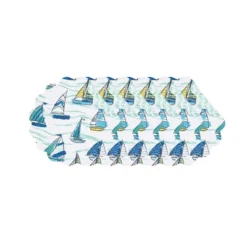 C&F Home Dockside Cotton Quilted Round Reversible Placemats Set Of 6, 17"